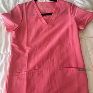Figs neon pink casma scrub top in XXS